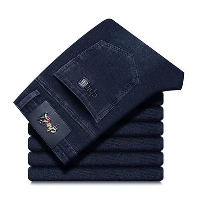 Jeans Pour Hommes Épais En Velours Doublé, Pantalons Droits Chics Et Chaleureux - Photo 1/4