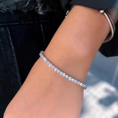 Shiny 3mm Round Cubic Zirconia Wedding Tennis Bracelet Women Gold Plated Jewelry Foto 1 de 4