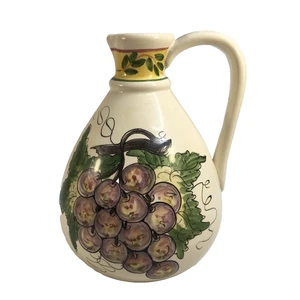 Vtg Signed Wine Jug Pitcher Italy Hand Painted Bulbous Cer.Bogas E.Seiga 9.75 in - Picture 1 of 11