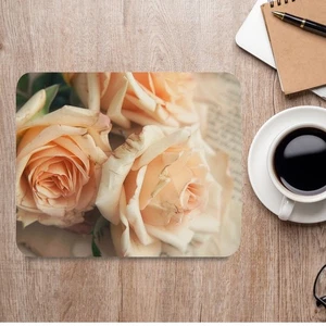 Alfombrilla de ratón vintage rosa melocotón romántica floral en mal estado elegante decoración de escritorio - Imagen 1 de 6