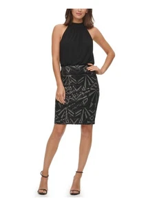 VINCE CAMUTO Womens Black Sleeveless Above The Knee Formal Blouson Dress 6 - Picture 1 of 11