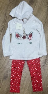 Cynthia Rowley Two Piece Outfit Girls Size 4 Hoodie Fleece Unicorn Sequin NEW - Picture 1 of 12