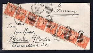 CANADA Windsor 1927 Cover FRONT to Germany. Strip of 8 x #141 Sir JA Macdonald - Picture 1 of 2