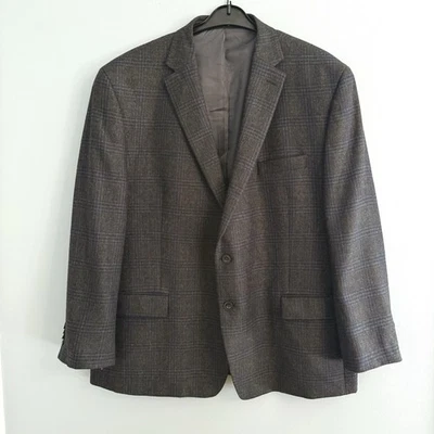 Michael Kors 50R Wool Blend Windowpane Plaid Sport Coat Blazer Gray Blue Men 50R - Image 1 of 4