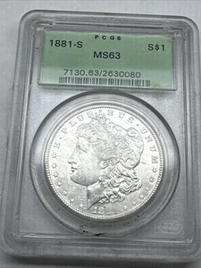1881-S MORGAN DOLLAR PCGS MS63 Old Green PCGS Label - Picture 1 of 15