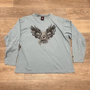 Vintage 90’s Y2K JNCO XXL Eagle Blue Long Sleeve Blue Shirt USA Made 2XL Rave - Picture 1 of 11