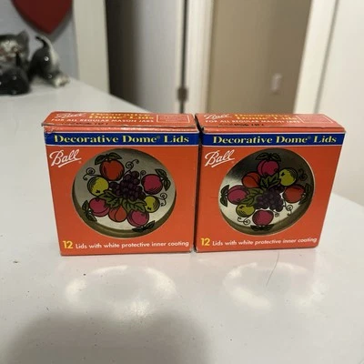 Vintage Ball REGULAR MOUTH Decorative Fruit Lids Set Of 2 Boxes Total Of 24 - Image 1 of 4