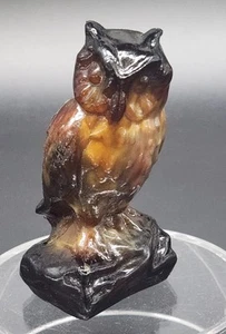 Vtg '80 Boyd's Art Glass Owl Brown Dark Chocolate Slag Figurine Collectable READ - Picture 1 of 13
