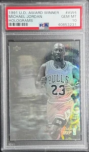 Michael Jordan 1991 Upper Deck Award Winner Hologram #AW4 HOF GEM MINT - PSA 10 - Picture 1 of 2