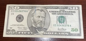 Series 2001 ~ Minneapolis $50 Fifty Dollar Bill Note FRN ~ CI02436276A ~ - Picture 1 of 2