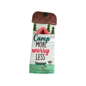 Camp More Worry Less Kitchen Towel Home Decor Gift Brown Cabin Summer RV - Picture 1 of 4