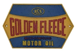 Golden Fleece HCS Multi-Compound Motor Oil Sign Cast Iron - 23.5cm x 15cm - New - Picture 1 of 4