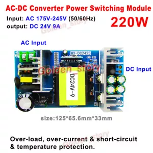 AC220V 230V 240V to DC 24V 9A AC-DC Converter Switching Power Transformer Module - Picture 1 of 5