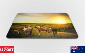 MOUSE PAD DESK MAT ANTI-SLIP|HORSES ON THE FIELD BY SUNSET - Afbeelding 1 van 3