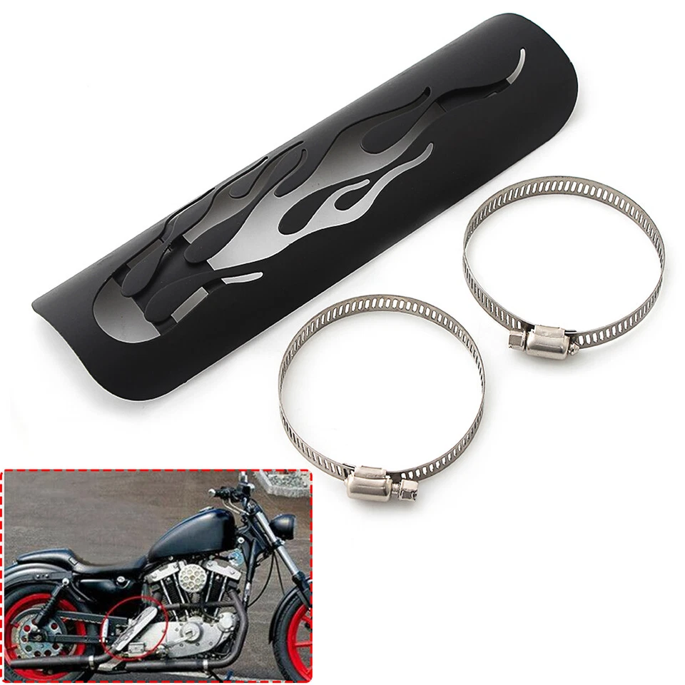 1x Motorcycle Rear Black Exhaust Muffler Duct Heat Shield Cover for Honda Harley - Image 1 of 4