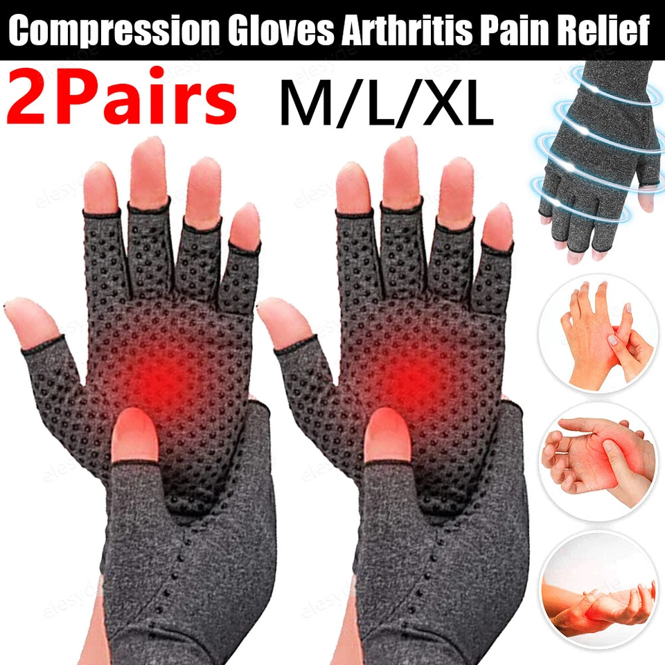 2 pares de guantes de compresión de cobre médicos para aliviar el dolor de la artritis soporte para manos Foto 1 de 4