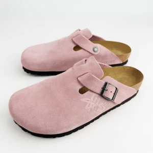 Birkenstock Stussy Boston Rosa Gamuza Cuero Informal Cómodo Zuecos Zapatos para Mujer - Imagen 1 de 10
