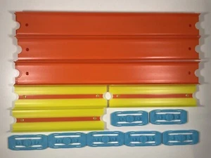 Lot of 16 Mattel Hot Wheels Track Pieces (Orange, Yellow, Blue) - Picture 1 of 2