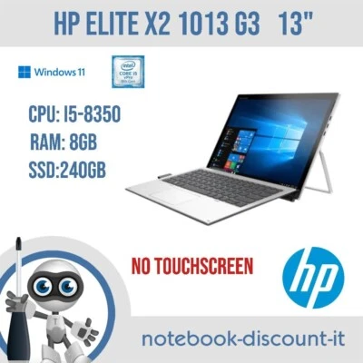HP ELITE X2 1013 G3 Tablet Cpu i5-8350u Ram 8gb SSD 240 NO TOUCH 13" GRADO A- - Immagine 1 di 4