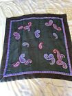 Vintage Glentex Square Paisley Print Fringed Scarf, Approx 30.5"