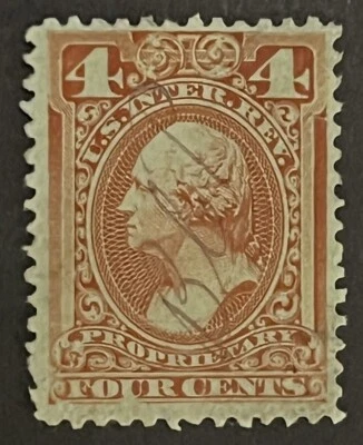 Travelstamps: US Stamp Scott #RB14 4c proprietary tax Washington Used Pen Cancel - Image 1 of 4