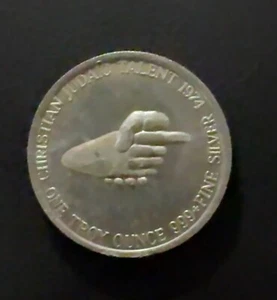 VERY Rare Coin Christian Judaic Talent 1974 One Troy Ounce NICE SHAPE - Foto 1 di 2