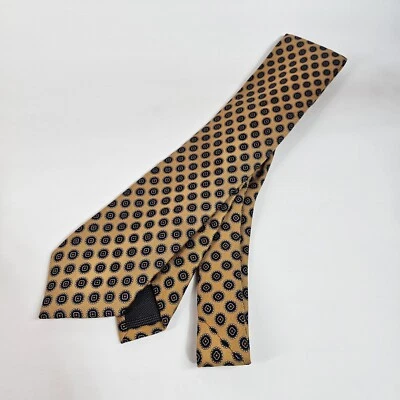 JZ Richards Tie Silk Floral Medallion Brown Gold Gry Black Silk USA Micro Stripe - Image 1 of 4