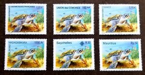 France Mauritius Comoros Madagascar Joint Issue Green Turtle 2014 (stamp) MNH