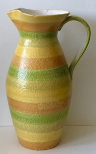 VASO BROCCA CERAMICA ITALIANA VINTAGE Bitossi MCM LAVA ARANCIONE verde GIALLO a righe - Foto 1 di 8