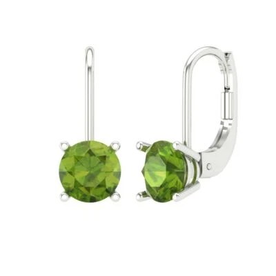Peridot Stud Earrings for Women, Lever Back (1.5 cttw, 6mm, Round-Cut) - Image 1 of 4