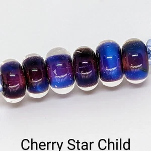 6x artist handmade glass beads NWT deep purple blue silverglass colour changing - Picture 1 of 3