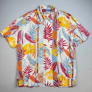 Tommy Bahama Hawaiian Shirt Mens M Silk Linen Colorful Floral Short Sleeve - Picture 1 of 5