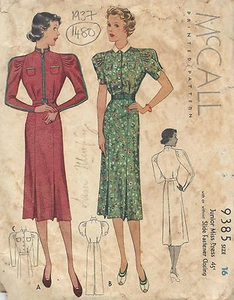 1937 Vintage Sewing Pattern B34 DRESS (1480)  - Picture 1 of 2