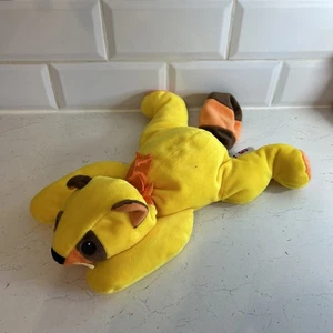 TY BEANIE BUDDY BUDDIES -  "RUSTY" YELLOW  ORANGE RIBBON RACOON 14" Vintage - Picture 1 of 5