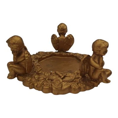 Candelabro vintage querubín resina oro soporte ángeles Foto 1 de 4