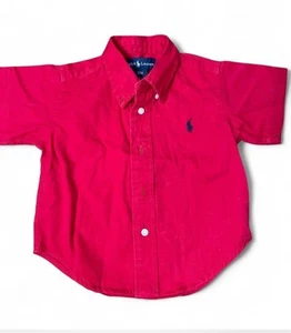 Ralph Lauren Boys Red Button Down Shirt Short Sleeve size 12m - Picture 1 of 5