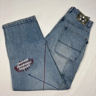 Jeans Delf Imperious Para Hombre 32(34)x32 Sueltos Bordados Grunge Hip Hop Anchos Foto 1 de 4