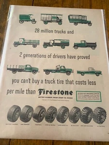 Anuncio vintage de neumáticos Firestone 1957 28 millones de camiones y 2 generaciones de conductores - Imagen 1 de 1
