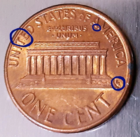 1992-D Lincoln 1C Mulitiple Errors: Close AM-Off Center-7 stick out D Mint Mark Cover