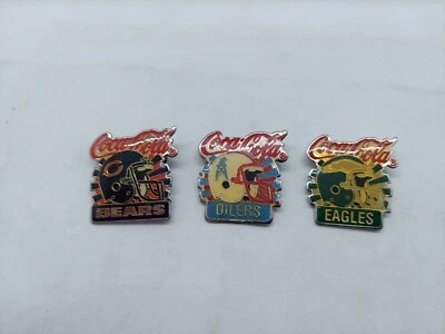 Lot Of 3 NFL Coca-Cola Helmet Pins Bears, Oilers, And Eagles  - Image 1 of 4