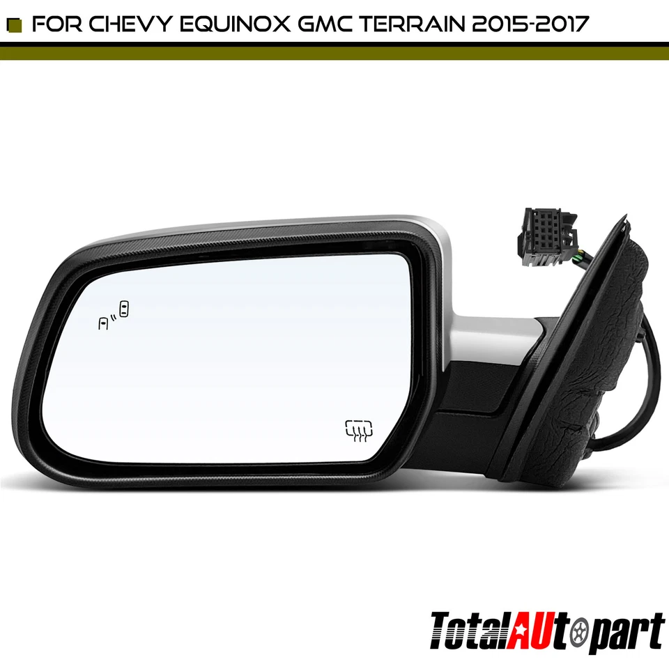 Espejo retrovisor térmico eléctrico cromado para Chevy Equinox 2016-2017 GMC Terrain Driver izquierdo Foto 1 de 4