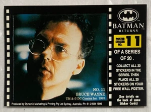 Dynamic 1992 Batman Returns #11/20 BRUCE WAYNE Trading Card Sticker - Picture 1 of 1