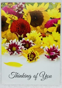 Vintage Thinking Of You Card “A Word Of Remembrance” Cheerful Sunflowers P3 - Picture 1 of 3