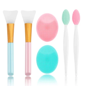 Silicone Face Scrub Set, 6pc, Lip/Mask Brushes, Exfoliator, Blackhead Tool - Picture 1 of 7