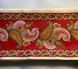 Schöne französische Vintage Baumwollborte Borte ~ rotes Paisley ~ BTY x 6" ~ makellos - Bild 1 von 4