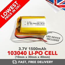 3.7V 1500mAh Li-Po Battery (103040) Rechargeable High Capacity Tablet + Device