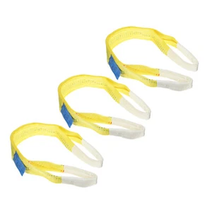 3 Pcs Lifting Slings Straps Polyester 3ft Flat Lifting Belts(6613lbs) Yellow - Picture 1 of 6