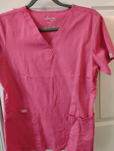 Cherokee Work Wear 3 Pocket Solid Fushia Pink Scrub Top Size M - Picture 1 of 1