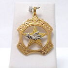  Victorian 10K 2 Tone Gold Order of Rebekah Masonic Dove Star Charm Pendant