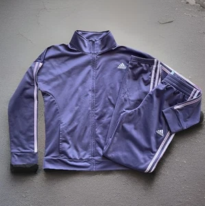 ADIDAS 2PC Track Suit Jacket & Pants Purple Pink Stripes Embroidered YOUTH Sz L - Picture 1 of 20